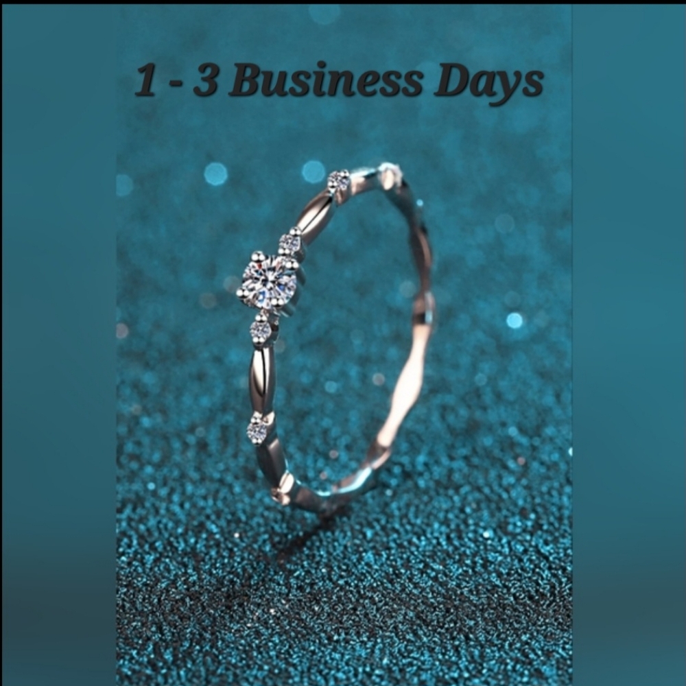 Delicate Size 6 Moissanite Sterling Silver Ring
